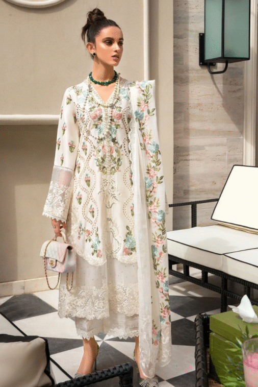 Crimson - 3PC Lawn ChickenKari Embroidered Suit - BFB0017