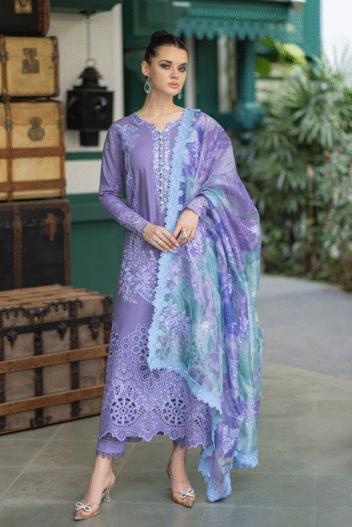 Qalamkar - 3 Piece - Lawn Embroidered Suit - DS0021 - Image 3