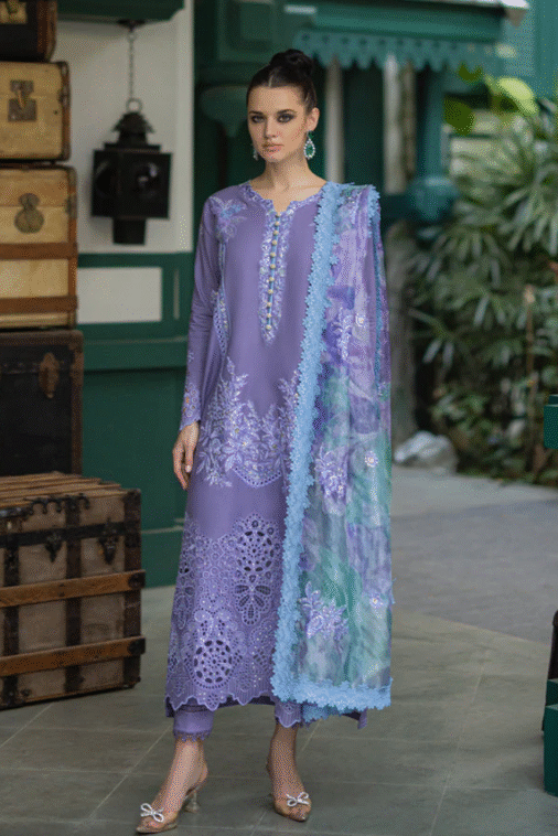 Qalamkar - 3 Piece - Lawn Embroidered Suit - DS0021 - Image 5