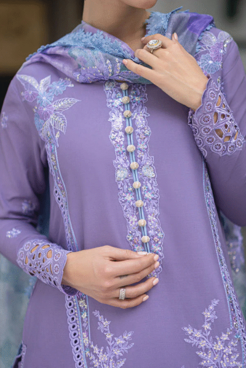 Qalamkar - 3 Piece - Lawn Embroidered Suit - DS0021 - Image 7