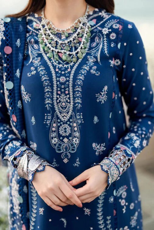 Qalamkar - 3PC Lawn ChickenKari Embroidered Suit - DS0370 - Image 3