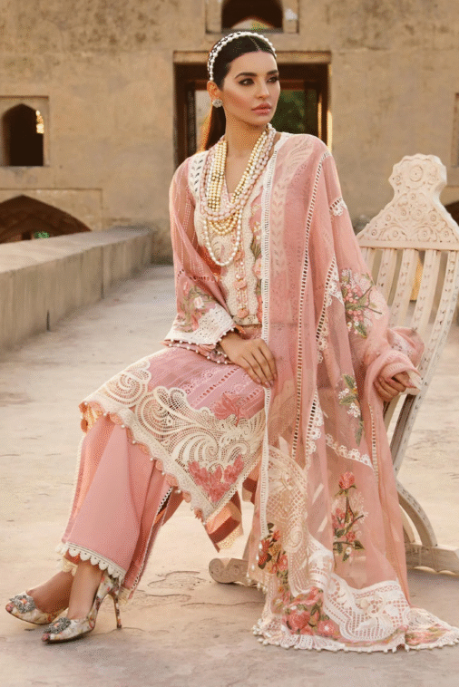 Crimson Unstitched 3 piece lawn embroidered suit D565 - Image 3
