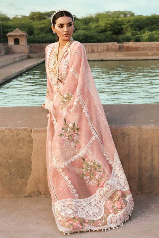 Crimson Unstitched 3 piece lawn embroidered suit D565 - Image 4